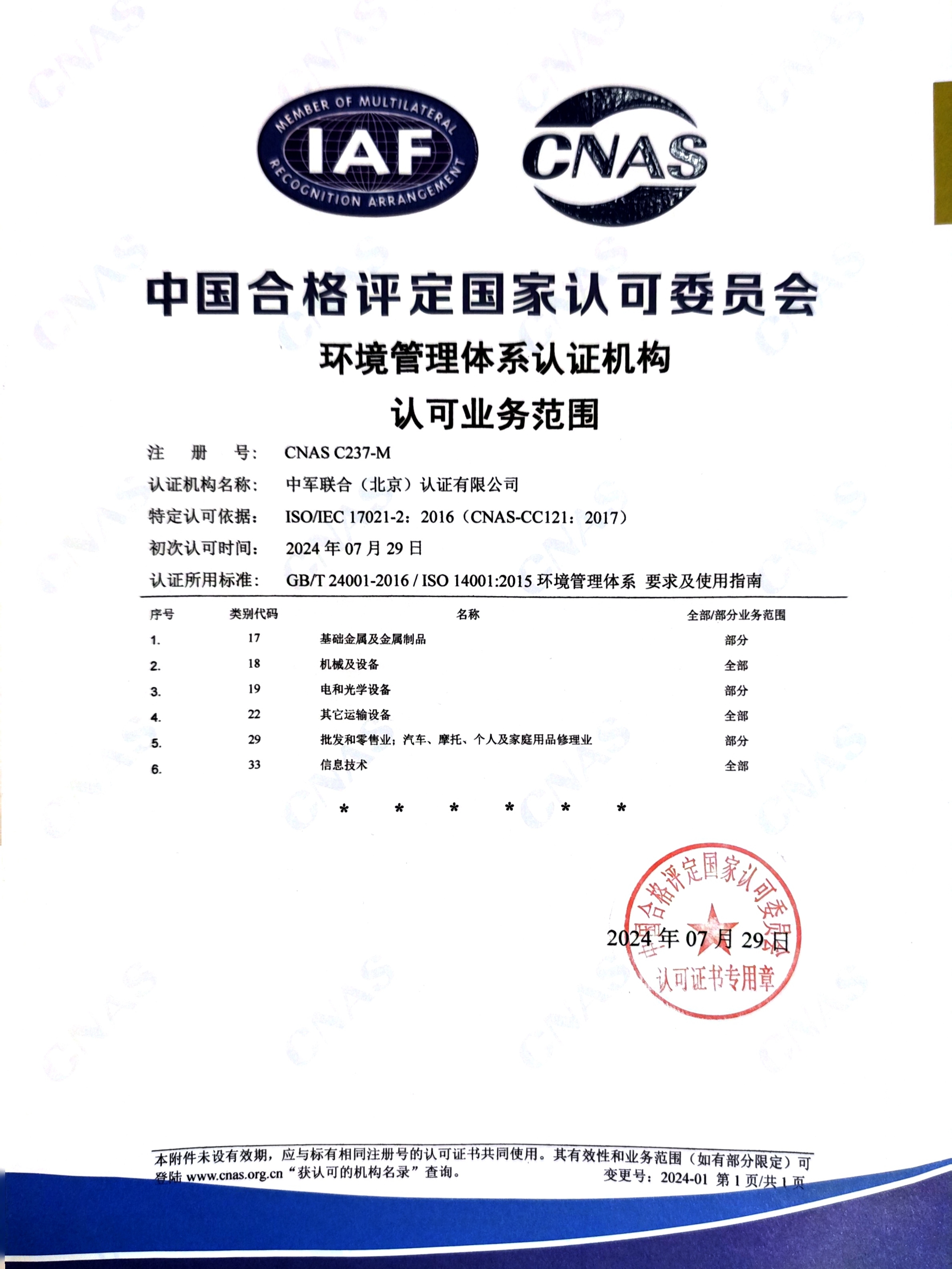 认可证书-E-认可范围