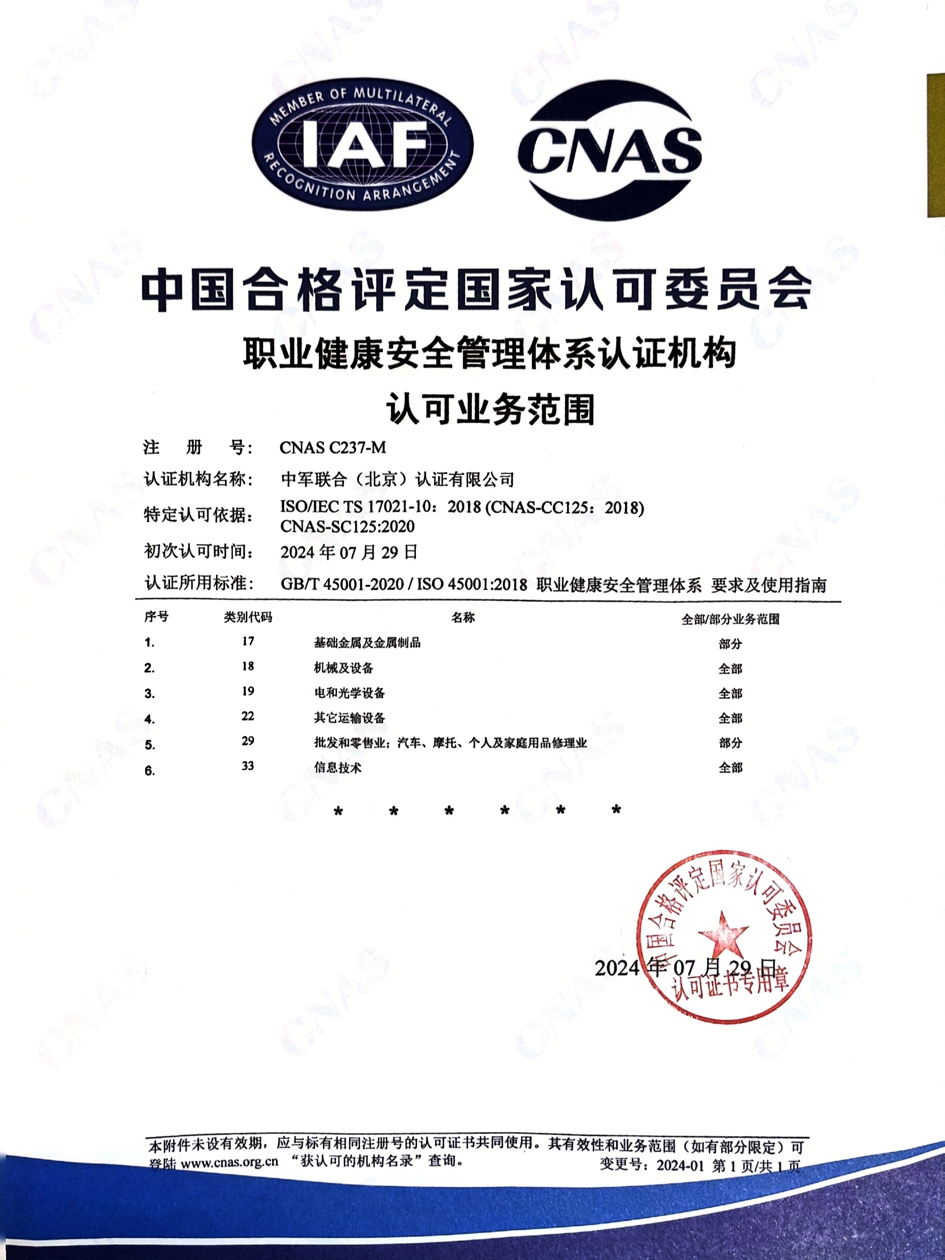 认可证书-S-认可范围